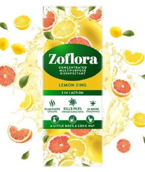 ZOFLORA CONCENTRATED MULTIPURPOSE DISINFECTANT - LEMON ZING 250ML