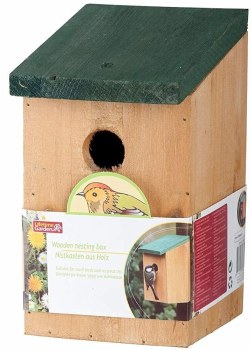 WOODEN NESTING BIRD BOX - 22CM