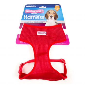 COMFORT MESH DOG HARNES RED - MEDIUM