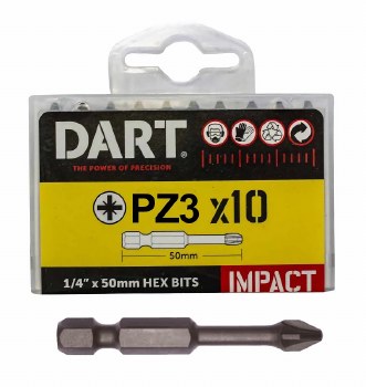 10 DART PZ3 50MM IMPACT DRIVER BIT - PACK 10