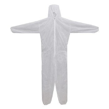 DISPOSABLE OVERALL WHITE COVER SUIT - LARGE