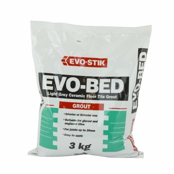 EVO-STIK EVO-BED LIGHT GREY CERAMIC FLOOR TILE GROUT 3KG