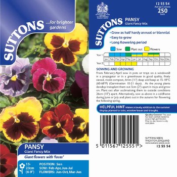 SUTTONS PANSY GIANT FANCY MIX