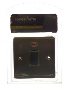POWERMASTER BRUSHED SATIN 20 AMP DOUBLE POLE SWITCH WITH NEON