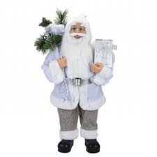 60CM STANDING SANTA DRESSED IN GREY