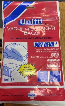 UNIFIT VACUUM CLEANER BAGS UNI-183 DUSTBAGS