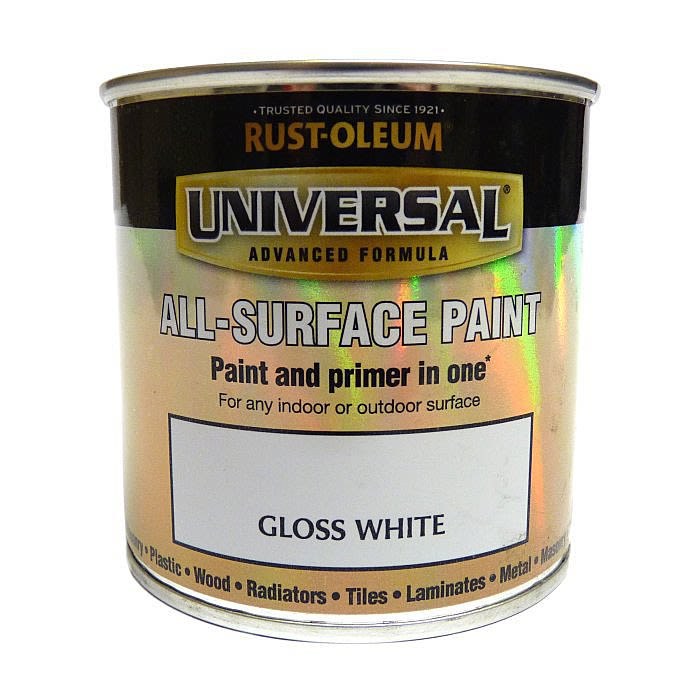 RUST-OLEUM UNIVERSAL METAL AND ALL SURFACE PAINT - GLOSS FINISH - GLOSS WHITE 250ML