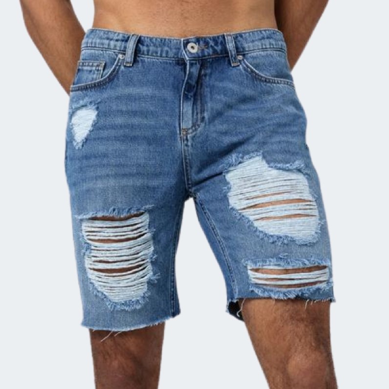 Nimes Essential Denim Distressed Shorts