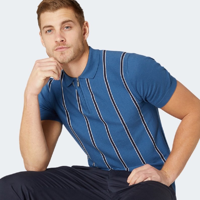 Remus Uomo Knitted Cotton Stripe Polo