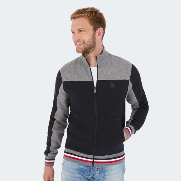 Eden Park Contrast Full-Zip Sweater