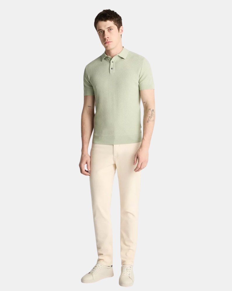 Rib Knit Polo Shirt