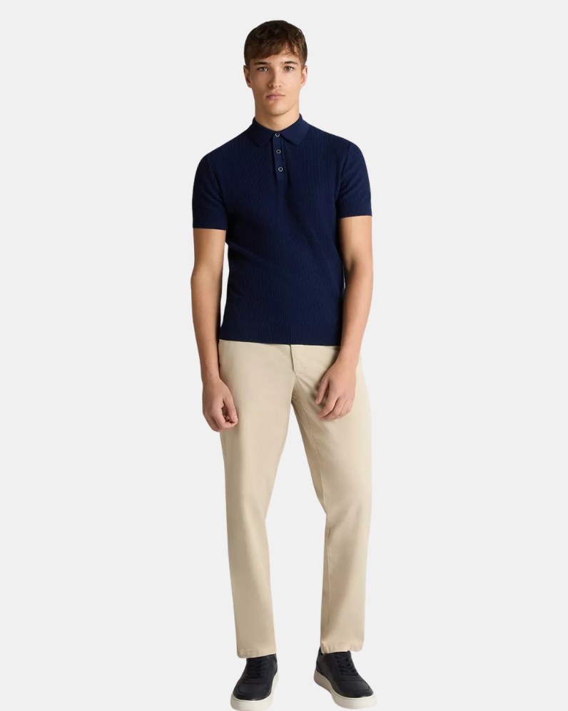 Rib Knit Polo Shirt