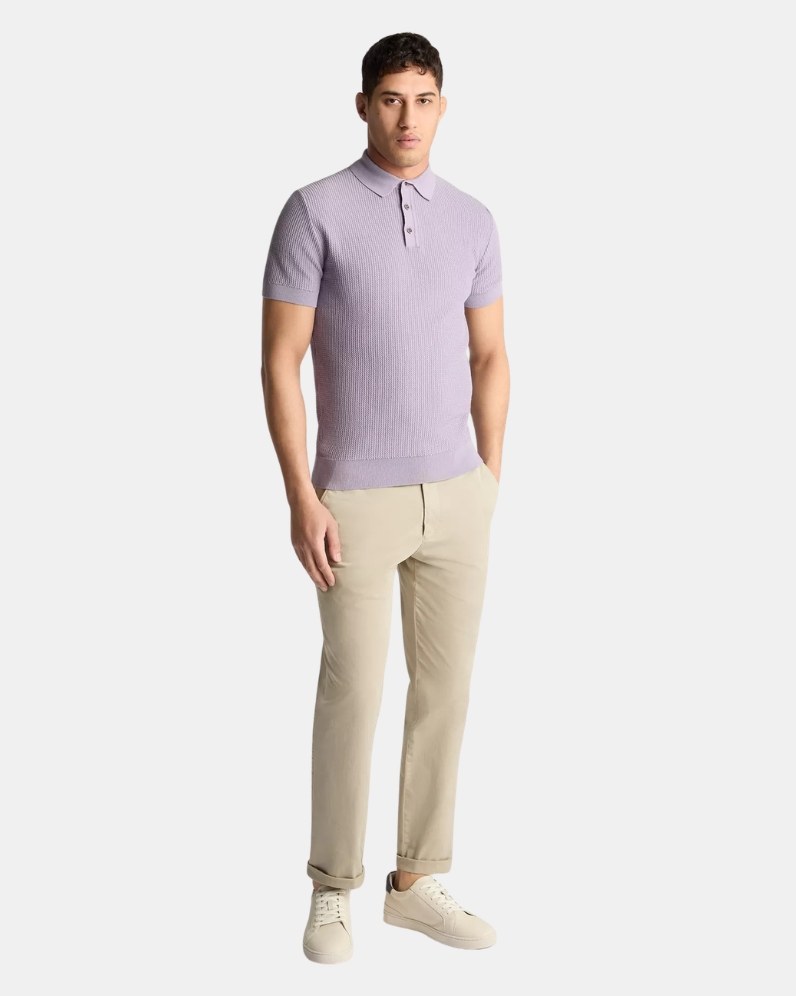Rib Knit Polo Shirt