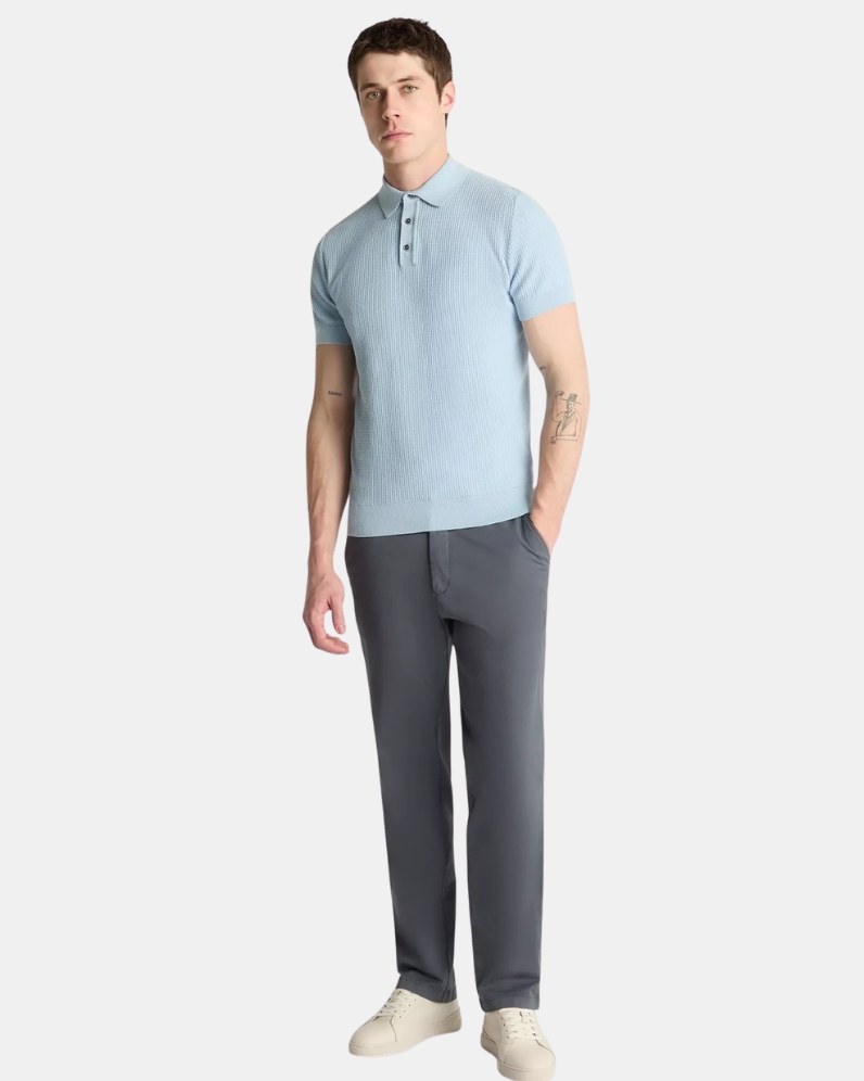 Rib Knit Polo Shirt