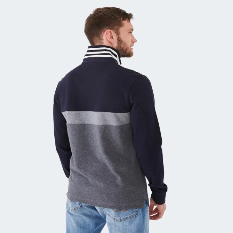 Contrast Stripe Button Sweater