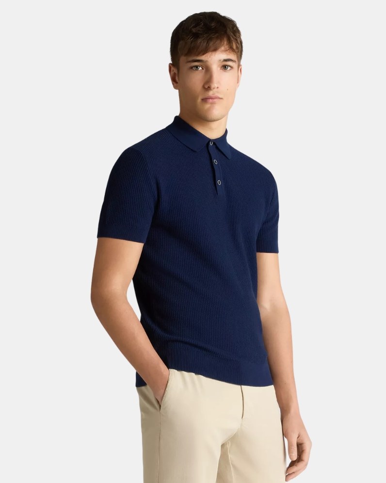 Rib Knit Polo Shirt