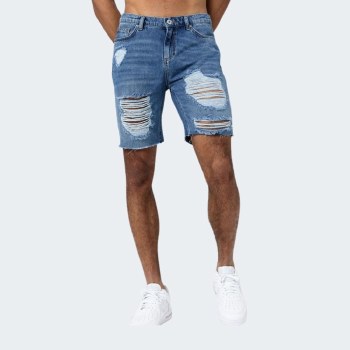 Nimes Essential Denim Distressed Shorts