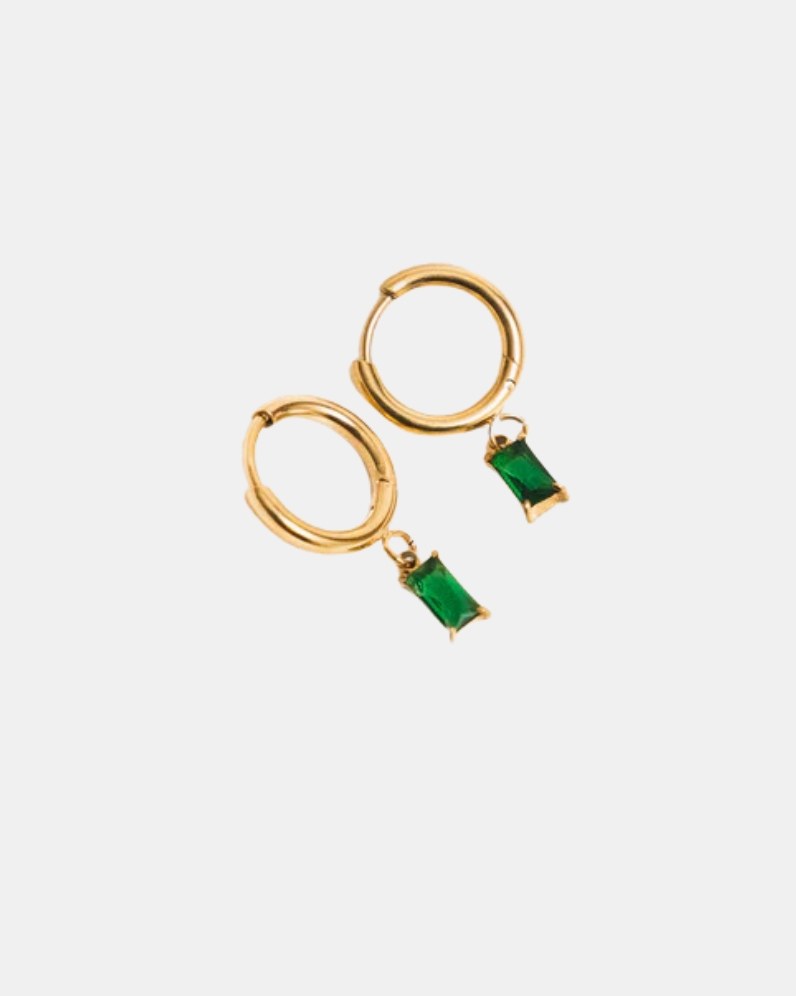 Emerald Hoop Earrings