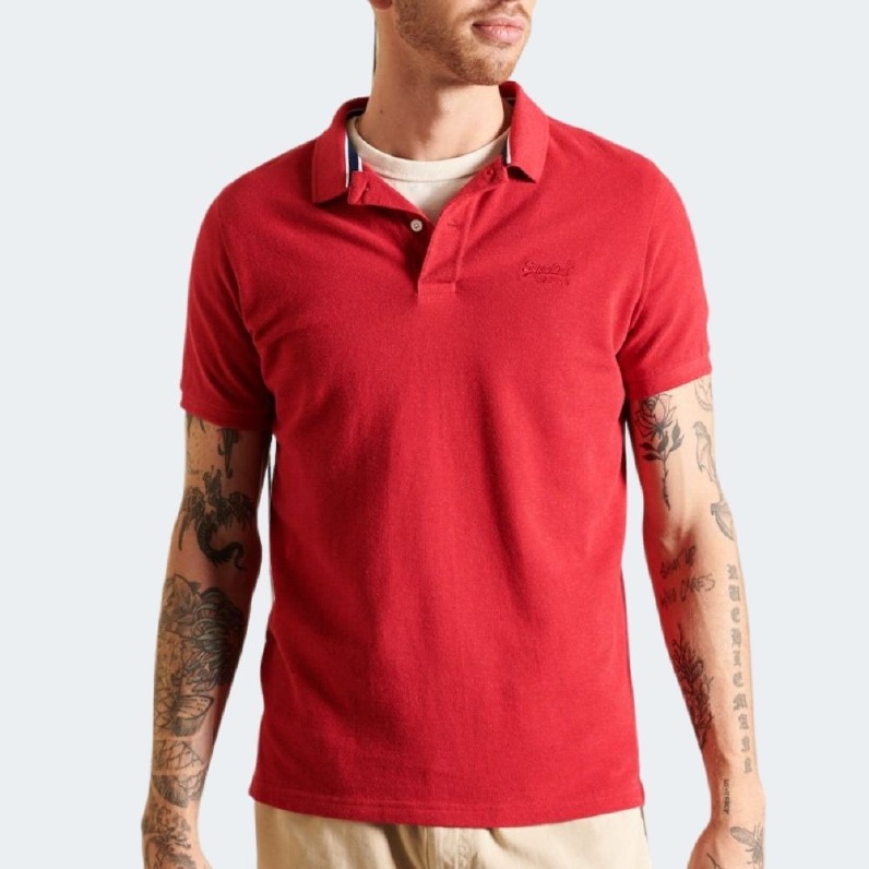 Superdry Hiker Red Marl Classic Short Sleeve Pique Polo