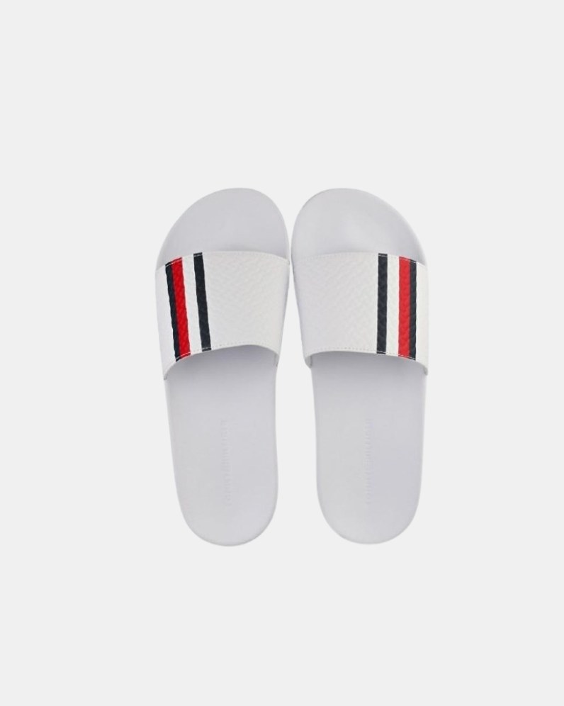 Tommy hilfiger white cheap sliders