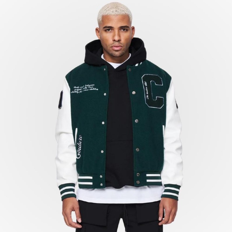 Green and white hot sale bomber jacket