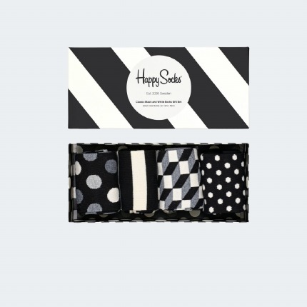Happy Socks 4-Pack Classic Black & White Gift Set