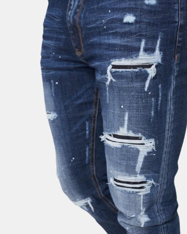 Pre London Tristan Slim Rip and Repair Jeans thumbnail