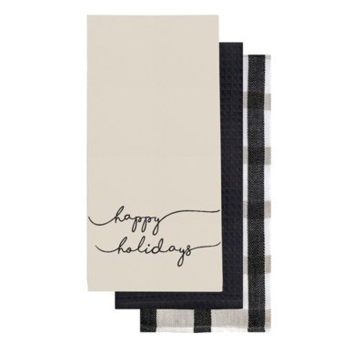 Tea Towels Happy Holidays 3ct