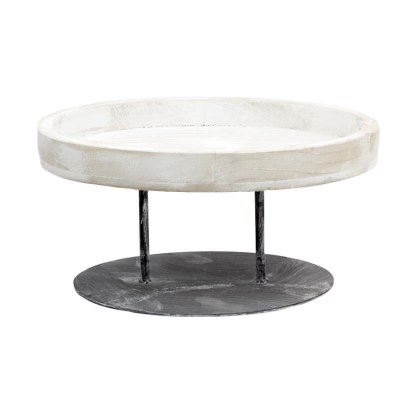 White Wood Tray On Metal Stand
