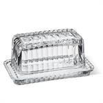 Butter Dish Glass Ribbed Large