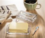 Butter Dish Glass Ribbed Large