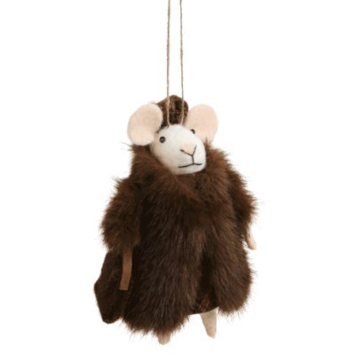 Mice Ornament Brown Fur Coat