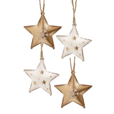 Star Ornament Gold/wht 8ct