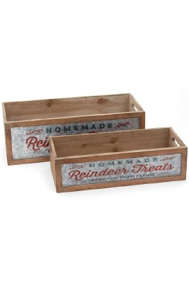 Reindeer Treat Wood Box 1ct Lg