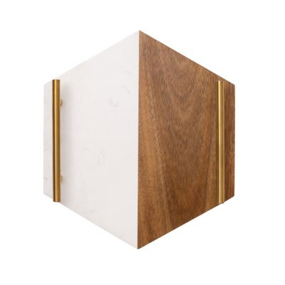 Marble &amp; Acacia Serving Tray