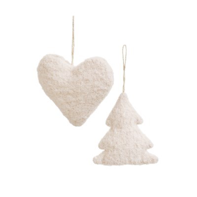 Heart Wool Feel Ornament 1ct