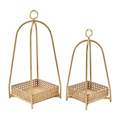Cane Tray Lantern 1ct Lg