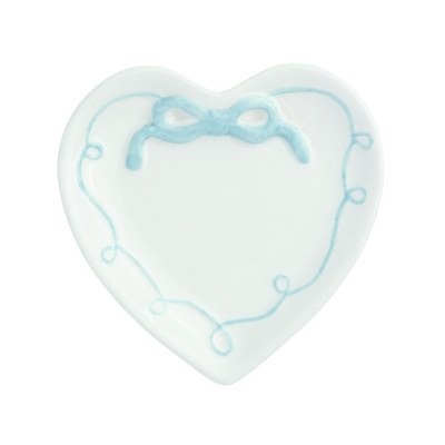 Heart Bow Tidbit Dish Blue 1ct