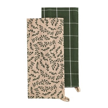 Tea Towel Green Check 1 Ct