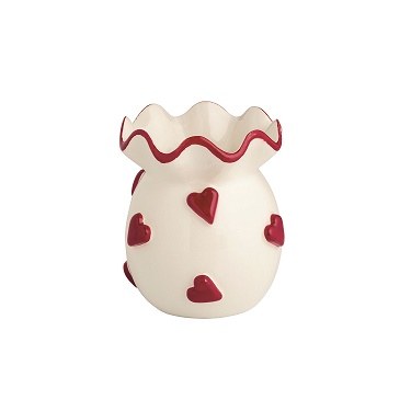 Ruffle Bud Vase Red Hearts