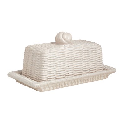 Woven Butter Dish White