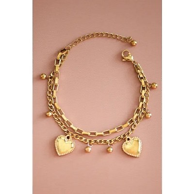 Heart Layered Bracelet Gold Wp
