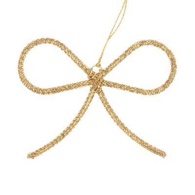 Bow Beaded Ornament Gold