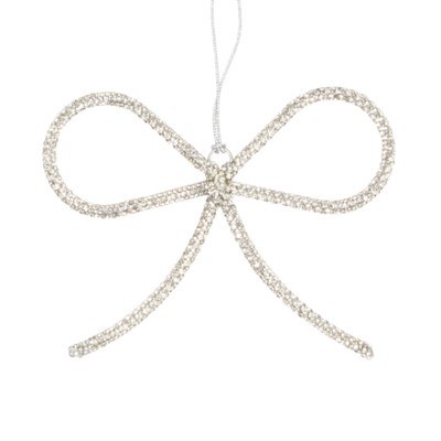 Bow Beaded Ornament Silver