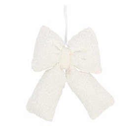 Bow Teddy Ornament White Small