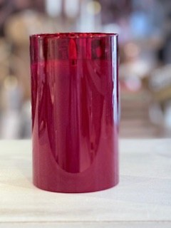 Red Glass Pillar Led 6in