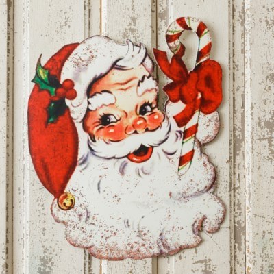 Metal Vintage Santa Sign