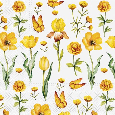 Napkins Blossoms Natural 20ct