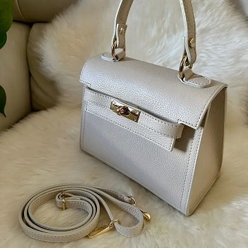 Tote Leather Purse Cream Med