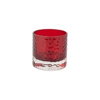 Glass Tea Light Holder Red